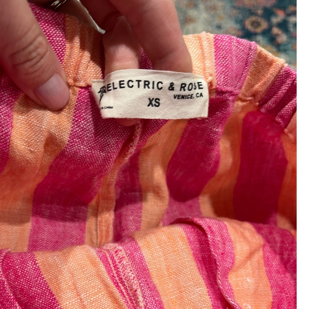 Electric & Rose 100% Linen Striped Pisces Pants Size XS Effortless Dopamine - Picture 5 of 7
